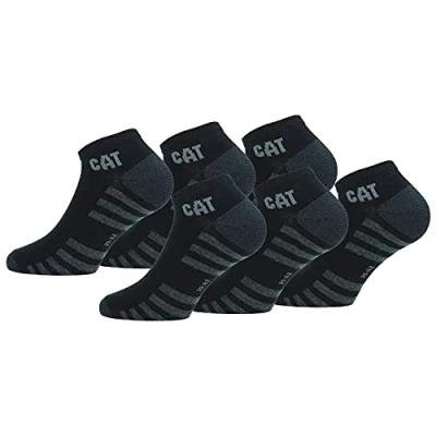 Abbildung von Caterpillar 6 Paar knöchellange Sneakersocken für Jeden Einsatz Verstärkte Spitze und Fersen Baumwolle (Schwarz, 43 46)