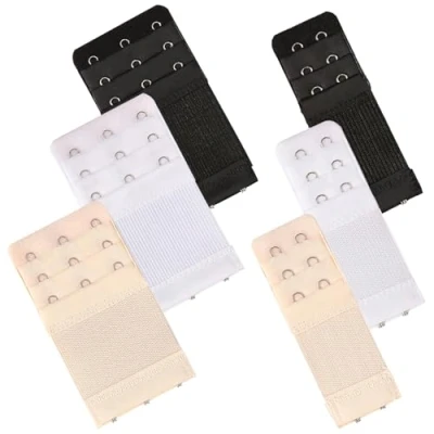 Abbildung von kurkip 6 Stück BH Verlängerer, Verlängerung 2 Haken &amp; 3 Haken, elastische Erweiterung Bra Extender, Verschluss Geeignet für Frauen Damen (Schwarz, Weiß, Hautfarbe)