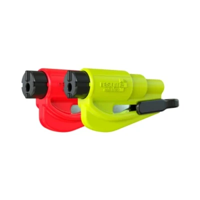 Abbildung von resqme The Original Notfall Schlüsselanhänger für das Auto, 2 in 1 Seatbelt und Fensterbreaker, Gelb, Rot Compact Emergency Hammer, Stück