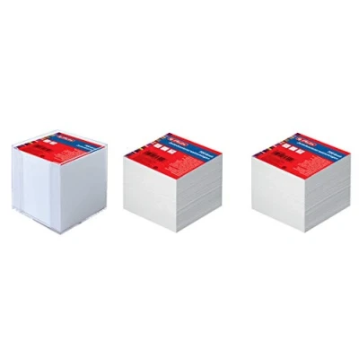 Abbildung von Herlitz Zettelkasten 9x9x9cm mit 700 Blatt weiß gefüllt (Transparent, + 2 Ersatzzettelblöcke)