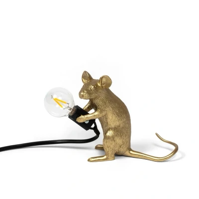 Abbildung von SELETTI Mouse Lamp LED Dekolampe USB sitzend gold
