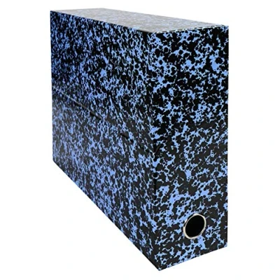 Abbildung von Exacompta 89722E Packung mit 5 Transferboxen Annonay, aus lackiertem Papier, robust und strapazierfähig, Rücken 90mm, 24 x 32 cm, Ideal für Ihre Dokumente in Format DIN A4, Blau, Stück