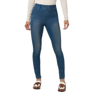 Abbildung von HUE Damen Ultraweiche Denim Leggings mit hoher Taille Strumpfwaren, Steely Blue Wash, Groß