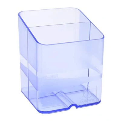Abbildung von Exacompta 67710D 10er Pack Premium Stiftehalter Pen Cube mit 2 Fächern für mehr Ordnung auf dem Schreibtisch Stifteköcher Stiftebox Aufbewahrungsbox Organizer eisblau transparent