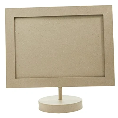 Abbildung von Décopatch CD022O Rahmen mit Fuß (aus Pappmaché zum Verzieren und Personalisieren, rechteckig, 14 x 35 32,5 cm, ideal für Ihre Bilder in Format DIN A4) 1 Stück kartonbraun