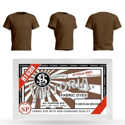 Abbildung von VIKTORIA Textilfarbe waschmaschinenfest (59 FARBEN) stofffarbe, färbemittel textilien, stofffarben waschfest, textil farbe, kleidung färben (18 Taupe, 1er Pack)