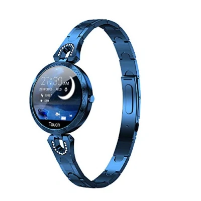Abbildung von LONGLU Smartwatch für Frauen, Bluetooth kompatibel iOS, Android, iPhone, Samsung, Fitness Tracker mit Herzfrequenz, Blutdruck, wasserdicht, Schrittzähler, Schlafaktivität (Blau)