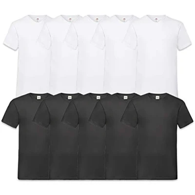 Abbildung von Fruit of the Loom Herren V Neck Valueweight T Shirt (erPack 10 (L, 5Weiss/5Schwarz)