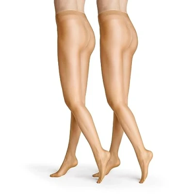 Abbildung von HUDSON Damen Simply Shine 15 2 Pack transparent schimmernd Strumpfhose, 20 DEN, Skin 0014, 48/50 (2er Pack)