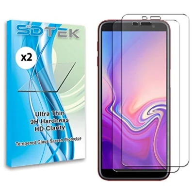 Abbildung von SDTEK *2 Pack Schutzglas Kompatibel mit Samsung Galaxy J4 + Plus, Glas Glasfolie Hartglas Folie Tempered Glass Screen Protector Schutzfolie Displayschutzglas