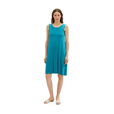 Abbildung von TOM Tailor WITH BACK Detail Jerseykleid, Damen, Größe: 42, Petrol green