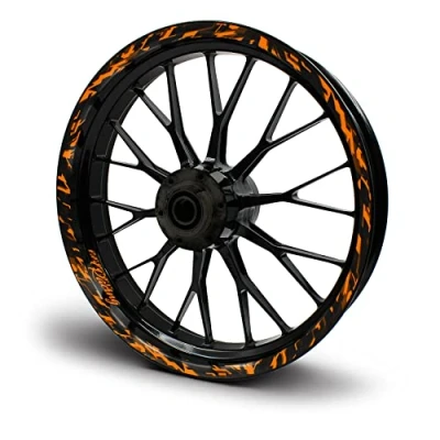 Abbildung von 16 teiliges Set Felgenrandaufkleber Sticker für Motorrad Auto Felgen Future Design Komplett Felgenaufkleber 15&quot; 16&quot; 17&quot; 18&quot; 19 Zoll MR017 (Neon Orange, Glanz)