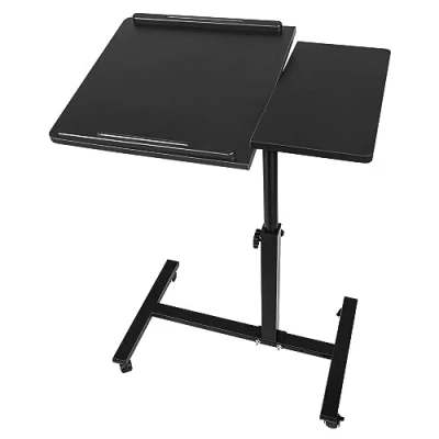 Abbildung von Beistelltisch mit Rollen,Pflegetisch höhenverstellbar,Computertisch Laptoptisch PC Tisch Rollen für Büro,Betttisch Pflegebett,Schrebitisch (Schwarz (70,44,65/95cm))