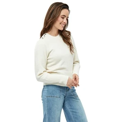 Abbildung von DESIRES Damen Gea Pullover mit Knöpfen Weiß Xl