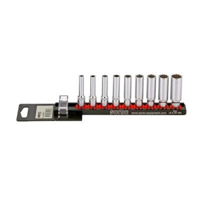 Abbildung von SONIC 101001 Steckschlüsseleinsatz Set 10 Sechskant Chrom Vanadium Stahl, Aluminium 1/4 Vierkant