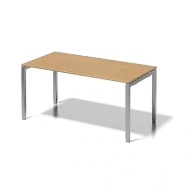 Abbildung von BISLEY Cito Schreibtisch, 650 850 mm höheneinstellbares U Gestell, Metall, Bc355 Dekor Buche, Gestell Silber, 80 x 160 85 cm