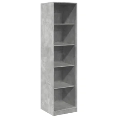 Abbildung von vidaXL Kleiderschrank, Garderobenschrank mit 5 Fächern, Kleiderregal Schrank für Schlafzimmer, Flurschrank Garderobe Dielenschrank, Betongrau Holzwerkstoff