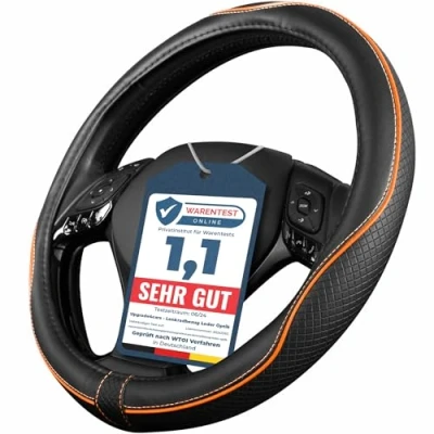 Abbildung von Upgrade4cars Lenkradbezug SportsLine, Ø 37,00 39,00 cm, Stilvolles Linien Design mit Perforierten Details für mehr Grip