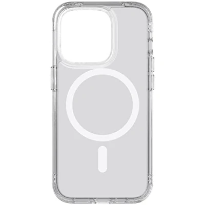 Abbildung von Tech 21 Evo Clear Hülle für iPhone 14 Pro, Kompatibel mit MagSafe, Einfache Telefonhülle, TPU und Antimikrobiall, Transparent, Fallschutz: 3,6m