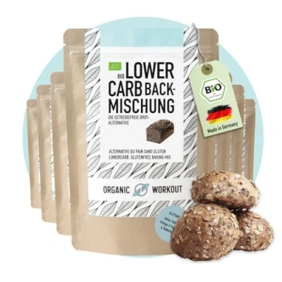 Abbildung von Organic Workout LOWER CARB BACKMISCHUNG 10er Pack Bio, vegan, glutenfrei, Eiweiss Brot Alternative, 10x350g, ballaststoffreich, ohne Milch, Getreide