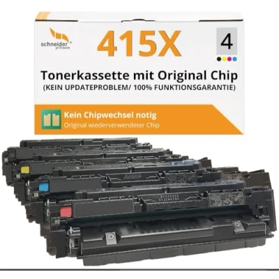 Abbildung von [Mit Original Chip wiederverwendet] Schneider Printware 415X Toner kompatibel für HP 415A Laserjet Pro MFP M479fdw M479dw M479fdn M479fnw M454dw M479 W2030X W2031X W2032X W2033X