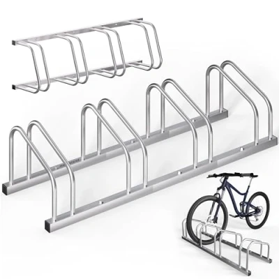 Abbildung von MONZANA® Fahrradständer für 4 Fahrräder 37cm Radabstand 30 65mm Reifenbreite rostfreier Stahl selbstsichernde Schrauben Boden oder Wandmontage Mehrfachständer Fahrradhalter Aufstellständer Radständer