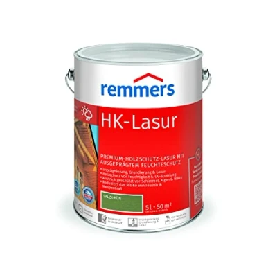 Abbildung von Remmers HK Lasur 3in1 salzgrün, 5 Liter, Holzlasur aussen, 3n1: Imprägnierung, Grundierung &amp; Lasur, Holzschutz vor Feuchtigkeit UV Strahlung
