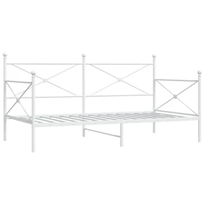 Abbildung von vidaXL Tagesbett ohne Matratze Weiß 100x200 cm Stahl, Schlafbett, Schlafsofa, Couchbett, Gästebett, Tagesbettsofa, bequemes Schlafsofa
