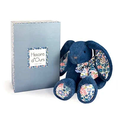 Abbildung von Histoire d&#039;ours Plüsch Hase Kuschelfreunde Geschenkbox Blau 25 cm Süß und niedlich Geschenkidee zur Geburt zum Geburtstag von Mädchen Jungen HO3120