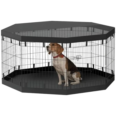 Abbildung von PawHut Freigehege für kleine &amp; mittelgroße Hunde unter 20 kg, Indoor Outdoor, 159 x 76 cm, Schwarz
