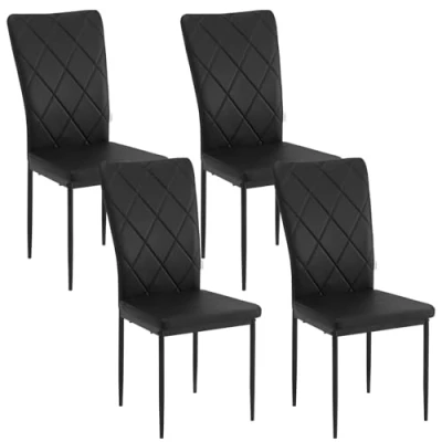 Abbildung von WOLTU Esszimmerstühle 4er Set, Küchenstuhl Kunstleder, mit hoher Rückenlehne, Polsterstuhl Metallbeinen, für Esszimmer Esstisch Küche Wohnzimmer Büro, Schwarz, EZS21sz 4