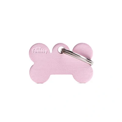 Abbildung von Plakette MyFamily Kleiner Knochen Alluminium Rosa platte Hund Brauch Katze