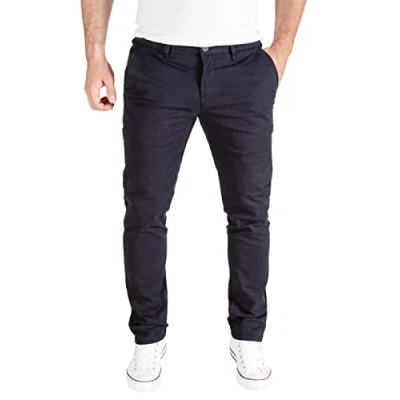 Abbildung von PITTMAN Derrick Herren Hose Chinohose Männer Stretch Chino Stoffhose Slim Fit, Blau (Deep Well 193713), W34/L32