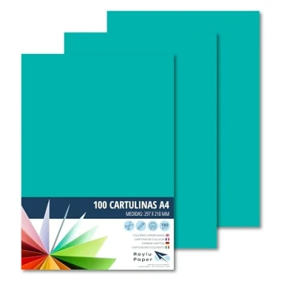 Abbildung von RAYLU PAPER Tonpapier A4, 100 Stück Kartonpapier 180g/m², 210 x 297 mm, professionelle farbige Kartons für Büro, Kopierpapier, Buntes Papier zum Basteln (Minzgrün)
