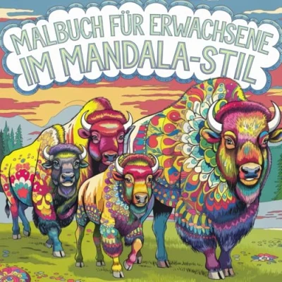 Abbildung von Malbuch für Erwachsene im Mandala Stil, ein Ausmalbuch die kreativen Pausen mit 50 Tiermotiven