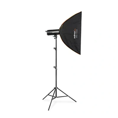 Abbildung von Walimex Pro Stager 400 HSS Set Single leistungsstarker Studioblitz mit 2,4 GHz Empfänger, Modus, Ws, Kurze Abbrennzeit, LED Einstelllicht, für Profifotografen