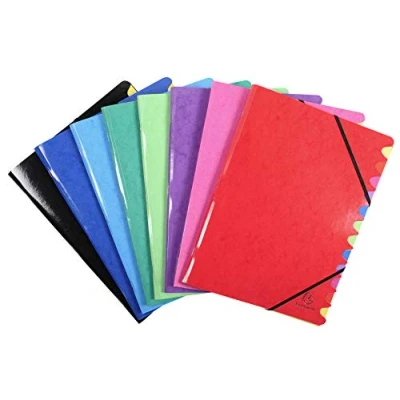 Abbildung von Exacompta 541229E Premium Ordnungsmappe Iderama. Aus extra starkem Colorspan Karton DIN A4 12 Fächer und 2 Gummizüge ausgeschnittener Deckelrand für bessere Sicht auf Taben 1 Stück Zufallsfarbe