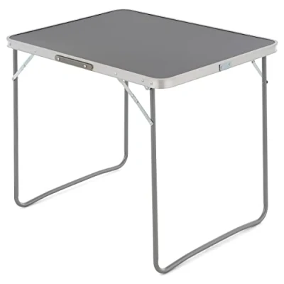 Abbildung von Sonlex Camping Tisch Outdoor grau klappbar mit Tragegriff 80x60x70 cm faltbar leicht Klapptisch Bei stelltisch Koffertisch Balkontisch