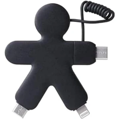 Abbildung von Xoopar Buddy Multi USB Kabel 4 in 1 Form Eines Oktopus Schwarz Universal Ladegerät aus Recyceltem Kunststoff C, Lightning, für Smartphone