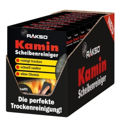 Abbildung von RAKSO Kaminscheibenreiniger 16 Kaminglasreinger, 8x2 Stk. Kaminreiniger Scheibe, Ofenglasreiniger, Kamin Scheibenreinigung, Kaminglas Reiniger, Ofenreiniger