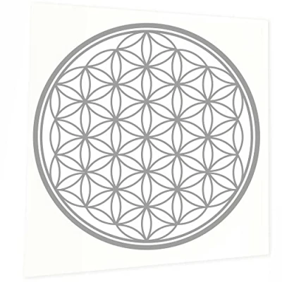 Abbildung von INDIGOS UG Aufkleber Autoaufkleber JDM Die Cut Blume des Lebens 200x200mm Silber Heckscheibe Heckscheibenaufkleber Sticker Tuning Boot Auto Laptop LKW
