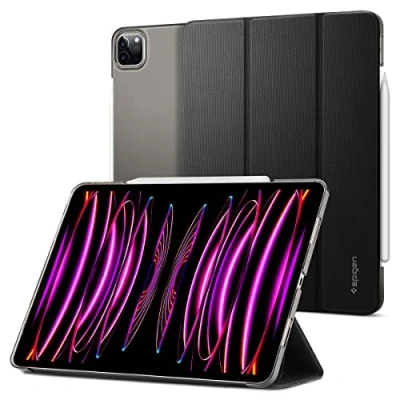 Abbildung von Spigen Liquid Air Folio Hülle Kompatibel mit iPad Pro 11 Zoll Generation 4 2022 3 2021 Apple Pencil (2. Gen) Halter Schwarz