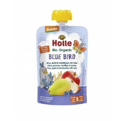 Abbildung von Holle Demeter Quetschmus Blue Bird Birne Apfel Heidelbeere mit Hafer, 100 g