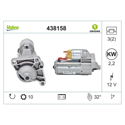 Abbildung von VALEO NEW ORIGINAL PART 438158 Anlasser 12 2,2 10 RENAULT: TRAFIC 2 Kasten, Bus, MASTER OPEL: Vivaro A Combi, Kastenwagen