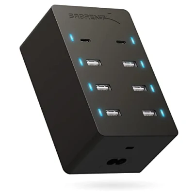 Abbildung von SABRENT USB Ladegerät, 100W Netzteil Schnellladegerät Ladestation Mehrfach, mit 8 Ports (6 typ A + 2 Port C) für MacBook, C Laptop, iPhone, Samsung Galaxy (AX ADPD)
