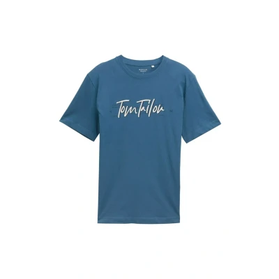 Abbildung von TOM Tailor MIT LOGO Tshirt print, Herren, Größe: Small, Real teal blue