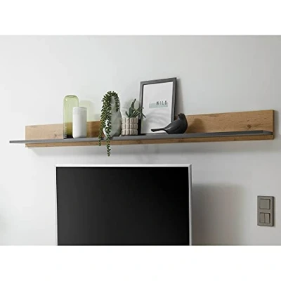 Abbildung von Lomadox Wandregal CRISP 61, Wandboard in Wotan Eiche Nb. mit Absetzungen anthrazit 170/15/20 cm