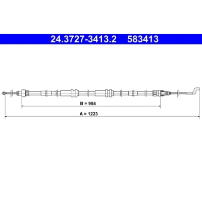 Abbildung von ATE 24.3727 3413.2 Handbremsseil 1223 VOLKSWAGEN: Transporter 5 Kastenwagen, Bus, Multivan (7HM