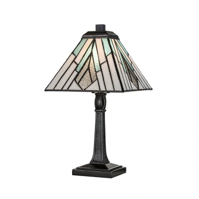 Abbildung von Elstead Lighting TF ALDERLEY TL M Tischleuchte 1xE14 40W Stahl Vintage Bronze, Kunstglas H:35cm Ø20.6cm dimmbar