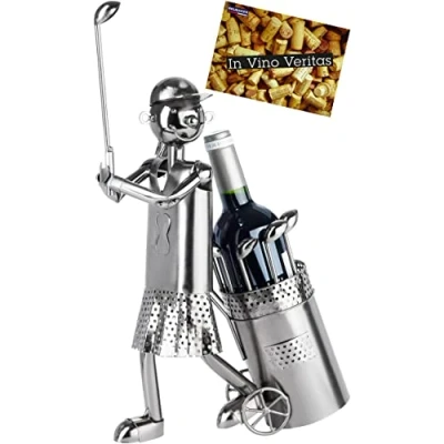 Abbildung von BRUBAKER Weinflaschenhalter Flaschenhalter Golfspielerin beim Abschlag Metall Skulptur Golf, (1 St), Geschenk für Golferin Golf Fans und Sportler